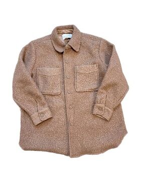 Cozy Women's Sherpa Shacket Jacket - Camel